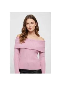 Strickpullover Only "ONLKATIA LIFE LS OFF SHOULDER KNT NOOS", Damen, Gr. L, wild orchid detail:melange, Strick, Obermaterial: 50% Viskose, 27% Nylon, 23% Polyester, meliert, regular fit normal, Carmenausschnitt, Pullover Strickpullover, Viskosemischung, regular fit