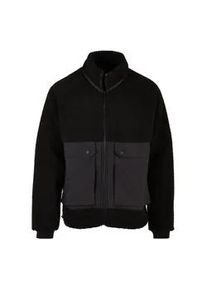 Winterjacke Urban Classics "Urban Classics Herren Short Raglan Sherpa Jacket", Herren, Gr. S, schwarz, schwarz, 100% Polyester, unifarben, loose fit, Rundhals, Jacken Winterjacke