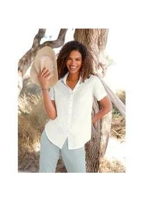 Hemdbluse Casual Looks, Damen, Gr. 40, wei&szlig;, gestreift, 81% Viskose, 19% Polyamid, unifarben, Blusen Hemdbluse