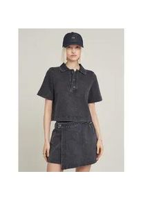 G-Star Raw Longpullover G-STAR "Overdyed Polo Sweater", Damen, Gr. M, dk schwarz marble gd, Obermaterial: 96% Baumwolle, 4% Elasthan, Pullover Longpullover