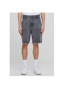 Shorts Urban Classics "Urban Classics Open Edge Two Knee Denim Shorts", Herren, Gr. 28, Normalgr&ouml;&szlig;en, new grau washed, 100% Baumwolle, unifarben, loose fit, Hosen Shorts