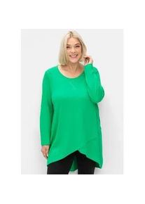 Longshirt sheego "Longshirt", Damen, Gr. 48/50, gr&uuml;n (grasgr&uuml;n), 50% Baumwolle, 50% Modal, unifarben, Rundhals, Shirts Longshirt