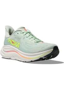 Laufschuh Hoka One One "CLIFTON 10", Damen, Gr. 39, sea glass, neon flame, Synthetik, Textil, Schuhe Laufschuh