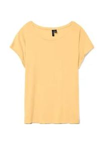 V&eacute;ro Moda Rundhalsshirt VERO MODA "VMAVA PLAIN SS TOP GAJRS NOOS", Damen, Gr. S, golden haze, Jersey, Obermaterial: 95% Lyocell, 5% Elasthan, unifarben, regular fit normal, Rundhals, Shirts Rundhalsshirt, Materialmix, regular fit