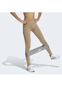 Trainingstights Adidas PERFORMANCE "WORKOUT ESSENTIALS KNIT SCRUNCH 7/8 LEGGINGS", Damen, Gr. L, N-Gr, chalky braun, Obermaterial: 70% Polyester, 21% Polyamid, 9% Elasthan, Hosen