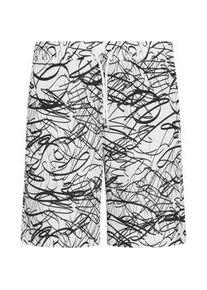 Stoffhose Urban Classics "Urban Classics Herren Viscose AOP Resort Shorts", Herren, Gr. M, US-Gr&ouml;&szlig;en, wei&szlig;scribble, 100% Viskose, normal, Hosen Stoffhose