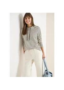 Langarmshirt Cecil, Damen, Gr. XL (44), macchiato braun, Jersey, Obermaterial: 50% Baumwolle, 50% Modal, gestreift, bequem h&uuml;ftbedeckend, Rundhals, Shirts Langarmshirt, mit Streifenmuster