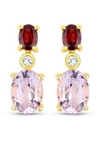 Paar Ohrh&auml;nger Rafaela Donata "Set: K81", gelbgold, rosa, Ohrringe, Damen, 15,7,mit Steinen, Glas, aus Sterling Silber