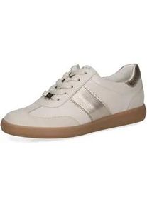 Plateausneaker Caprice, Damen, Gr. 41, wei&szlig;, beige, Leder, Schuhe Plateausneaker, Freizeitschuh, Halbschuh, Schn&uuml;rschuh mit Kontrastbesatz