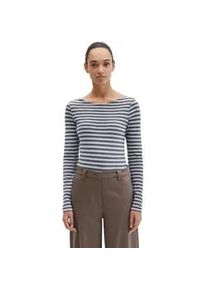 Marc O'Polo Langarmshirt MARC O'POLO "aus Slubjersey", Damen, Gr. XXL, medium blau, Obermaterial: 100% Baumwolle, gestreift, Basic, regular fit, U-Boot-Ausschnitt, normaler Saum, Shirts Langarmshirt