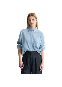 Marc O'Polo Langarmbluse MARC O'POLO DENIM "mit l&auml;ssiger Bubble-Struktur", Damen, Gr. S, blau dusk, Obermaterial: 100% Baumwolle, unifarben, loose fit normal, Manschette, Blusen