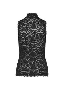 Spitzentop rosemunde "Delicia lace top", Damen, Gr. L, schwarz, Obermaterial: 50% Baumwolle, 48% Polyamid, 2% Elasthan, Tops Spitzentop, aus elastischer Baumwollspitze mit Stehkragen und Knopfleiste