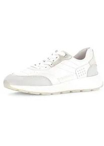 Keilsneaker Gabor, Damen, Gr. 40, wei&szlig;, beige, Nappaleder, Textil, Veloursleder, Schuhe, Freizeitschuh, Halbschuh, Schn&uuml;rschuh mit Kontrastbes&auml;tzen