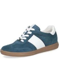 Plateausneaker Caprice, Damen, Gr. 38,5, blau, wei&szlig;, Leder, Veloursleder, Schuhe Plateausneaker, Freizeitschuh, Halbschuh, Schn&uuml;rschuh mit Kontrastbesatz