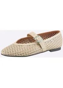 Ballerina Heine, Damen, Gr. 38, ecru, Glattleder, Leder, Rindsleder, Schuhe Ballerina