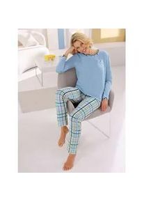 w&auml;schepur Schlafanzug W&Auml;SCHEPUR, Damen, Gr. 40/42, eisblau, wei&szlig;, bedruckt, 100% Baumwolle, Homewear-Sets Schlafanzug