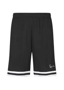 Stoffhose Karl Kani "Karl Kani Herren Signature Mesh Shorts", Herren, Gr. S, US-Gr&ouml;&szlig;en, schwarz, wei&szlig;, 100% Polyester, loose fit, Hosen Stoffhose