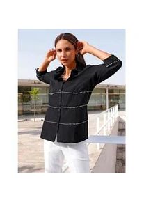 Hemdbluse Inspirationen, Damen, Gr. 50, schwarz, ecru, 50% Baumwolle, 50% Polyester, unifarben, Blusen Hemdbluse