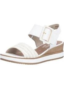 Sandalette Remonte "ELLE-Collection", Damen, Gr. 42, wei&szlig;, goldfarben, Leder, Textil, Flechtoptik, Schuhe Sandalette, Sommerschuh, Sandale, Bequemschuh mit Klett unter der Zierschnalle