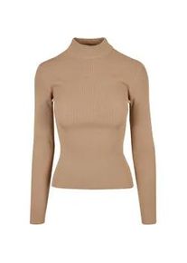 Rundhalspullover Urban Classics "Urban Classics Damen Ladies Rib Knit Turtelneck Sweater", Damen, Gr. XS, unionbeige, 35% Viskose, 35% Polyester, 30% Elasthan, unifarben, slim fit, amerikanischer Ausschnitt, Pullover Rundhalspullover