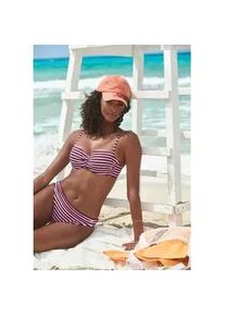 B&uuml;gel-Bandeau-Bikini-Top Venice Beach "Tadu", Damen, Gr. 42, Cup C, bordeaux, wei&szlig;, Obermaterial: 84% Polyamid, 16% Elasthan. Futter: 92% Polyester, 8% Elasthan. Wattierung: 100% Polyester, Bikini-Oberteile, mit vier Tragevarianten