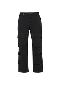 Stoffhose 2Y STUDIOS "2Y Studios Vida Cargo Straight Jeans", Herren, Gr. 31, Normalgr&ouml;&szlig;en, washed schwarz, 100% Baumwolle, unifarben, normal, Hosen Stoffhose