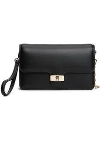 Clutch Tommy Hilfiger "TH HERITAGE CLUTCH", Damen, Gr. B/H/T: 20,5cm x 12cm x 6cm, schwarz, Lederimitat, Taschen, Minibag, Abendtasche, Umh&auml;ngetasche mit goldfarbener Umh&auml;ngkette