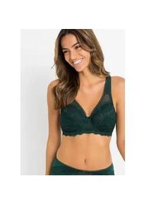 Minimizer-BH bonprix "Minimizer BH mit B&uuml;gel", Damen, Gr. 95, Cup F, gr&uuml;n (tiefgr&uuml;n), Obermaterial: 80% Polyamid, 20% Elasthan. Futter: 90% Polyamid, 10% Elasthan. Spitze: 88% Polyamid, 12% Elasthan, BHs Minimizer-BH, mit B&uuml;gel, elastisches Material, zartes Spitzen-Design