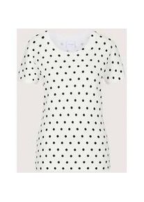 Madeleine Mode Longpullover MADELEINE "Strickshirt Glattstrickpullover mit Punkte-Print", Damen, Gr. 36/38, wei&szlig; (wei&szlig;, schwarz), Obermaterial: 71% Viskose CV. 29% Polyamid PA., Modern, gerade, Pullover Longpullover, Punkteprint