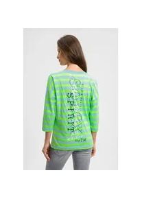 Rundhalsshirt SOCCX, Damen, Gr. L, misty mint, neon leaf, Single Jersey, Material: 57% Baumwolle, 43% Polyester, bedruckt, gestreift, regular fit normal, Rundhals, eingesetzt gerader Abschluss, Shirts Rundhalsshirt, mit Baumwolle