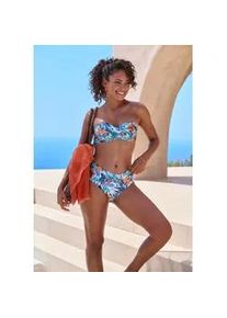 B&uuml;gel-Bandeau-Bikini-Top Sunseeker "Elife", Damen, Gr. 38, Cup B, marine, orange, Recycling-Polyamid, Bikini-Oberteile, Tropischer Print