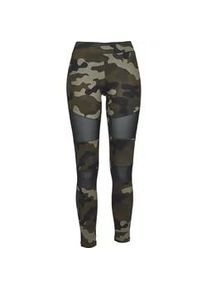 Leggings Urban Classics "Urban Classics Damen Ladies Camo Tech Mesh Leggings", Damen, Gr. XS, US-Gr&ouml;&szlig;en, woodcamo, schwarz, 77% Polyester, 23% Elasthan, skinny fit, Hosen Leggings