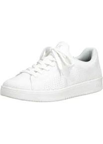 Plateausneaker Rieker SPORT, Damen, Gr. 42, wei&szlig;, Textil, unifarben, Schuhe Plateausneaker, Slip-on Sneaker, Halbschuh, Freizeitsneaker mit aufgesetzter Schn&uuml;rung