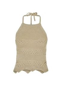 Tanktop Urban Classics "Urban Classics Damen Ladies Short Crochet Knit Neckholder Top", Damen, Gr. 3XL, softseagrass, 100% Polyacryl, unifarben, slim fit, Tops Tanktop