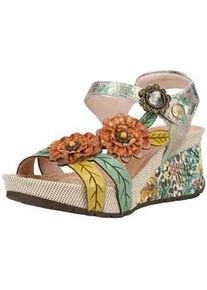 Keilsandalette Laura Vita "Laura Vita Sandalen Leder", Damen, Gr. 40, beige, Leder, Schuhe