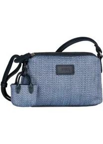 Handtasche Gabor "Granada Denada", Damen, Gr. B/H/T: 21cm x 14cm x 7cm, mixed blau, Bast, Polyurethan, Flechtoptik, colorblocking, gestreift, kontrastfarbene Details, mehrfarbig, Taschen Handtasche, sommerlich gestreiftem Bast & glattes Lederimitat mit Mini-Me Anh&auml;nger