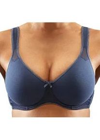 T-Shirt-BH Petite Fleur, Damen, Gr. 95, Cup B, marine, Trikot;Mesh, Obermaterial: 90% Baumwolle, 5% Elasthan, 5% Polyamid, Basic, BHs T-Shirt-BH, mit B&uuml;gel und Netzeins&auml;tzen