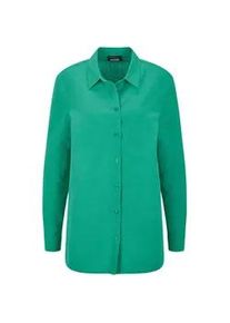 Hemdbluse GOLDNER "Kurzgr&ouml;&szlig;e Sommerbluse mit Seitenschlitz", Damen, Gr. 21, gr&uuml;n, Obermaterial: 55% Leinen LI. 45% Baumwolle CO., gerade, Blusen Hemdbluse, figurschmeichelnder Schnitt