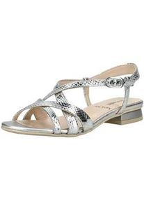 Riemchensandale Nero Giardini "Nero Giardini Sandalen Leder", Damen, Gr. 40, silber, Leder, Schuhe Riemchensandale