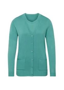 Strickpullover GOLDNER "Klassisches Stricktwinset", Damen, Gr. 40, gr&uuml;n (eukalyptus), Obermaterial: 50% Baumwolle CO. 50% Polyacryl PAN., normal, Rippe, Pullover Strickpullover, Pulli und Jacke im Set - auch einzeln kombinierba