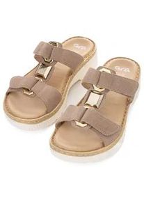 Pantolette Ara "CAPRI", Damen, Gr. 36, beige (sand), Veloursleder, unifarben, Schuhe Pantolette, Plateau, Sandale, Sommerschuh in Weite G (= weit)