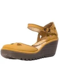 Keilpumps Fly London "Fly London Pumps Leder", Damen, Gr. 40, gelb, Leder, Schuhe