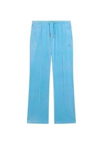 Sweathose Juicy Couture "TINA COL OUT TRACKPANT Damen", Damen, Gr. L, EURO-Gr&ouml;&szlig;en, sky blau, Samt, 95% Polyester, 5% Elasthan, slim fit, Hosen Sweathose, Trainingshose Damen, Sweathose, Velour, Jogginghose mit Glitzer, Sale