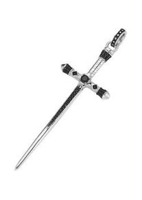 Kreuzanh&auml;nger "Schwert mit schwarzen Spinellen, Silber 925", silber, Giorgio Martello MILANO, Schmuckanh&auml;nger, Herren, 7,5cm, Silber 925 (Sterlingsilber)
