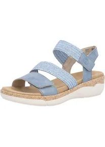 Keilsandalette Remonte, Damen, Gr. 36, hellblau, Bast, Lederimitat, unifarben, Schuhe, Riemchensandale, Bequemschuh, Sommerschuh mit Soft-Fu&szlig;bett