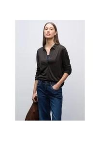 Langarmshirt Street One, Damen, Gr. 44, schwarzest braun, Jersey, Obermaterial: 50% Baumwolle, 50% Modal, regular fit normal, ohne Ausschnitt, elastischer Bund, Shirts Langarmshirt, mit Leo-Print