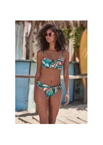 Bikini-Hose Buffalo "Moana", Damen, Gr. 34, N-Gr, aqua bedruckt, Recycling-Polyamid, bedruckt, Badehosen Bikini-Hose, mit modernem Allover-Print