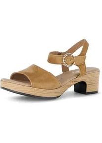Sandalette Gabor "KRETA", Damen, Gr. 38, braun, Ziegenveloursleder, Schuhe Sandalette, Blockabsatz, Sommerschuh, Riemchensandale in Komfortweite G (=weit)