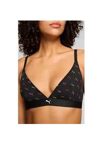 B&uuml;gelloser BH Puma "Puma WOMEN PRINTED MESH TRIANGLE TOP", Damen, Gr. M, N-Gr, schwarz combo, Microtouch, Obermaterial: 70% Polyamid, 30% Elasthan, BHs, mit buntem allover Logodruck, verstellbare Tr&auml;ger, mit Mesh-Details