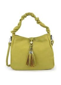 Schultertasche Harpa "FLORIN", Damen, Gr. B/H/T: 40cm x 26cm x 16cm, hellgr&uuml;n, Polyurethan (PU), unifarben, Taschen Schultertasche, mit dekorativen Quasten